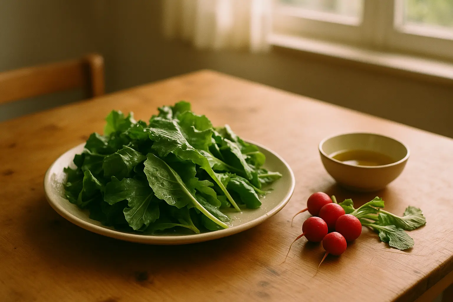 The salad picked an hour before eating it