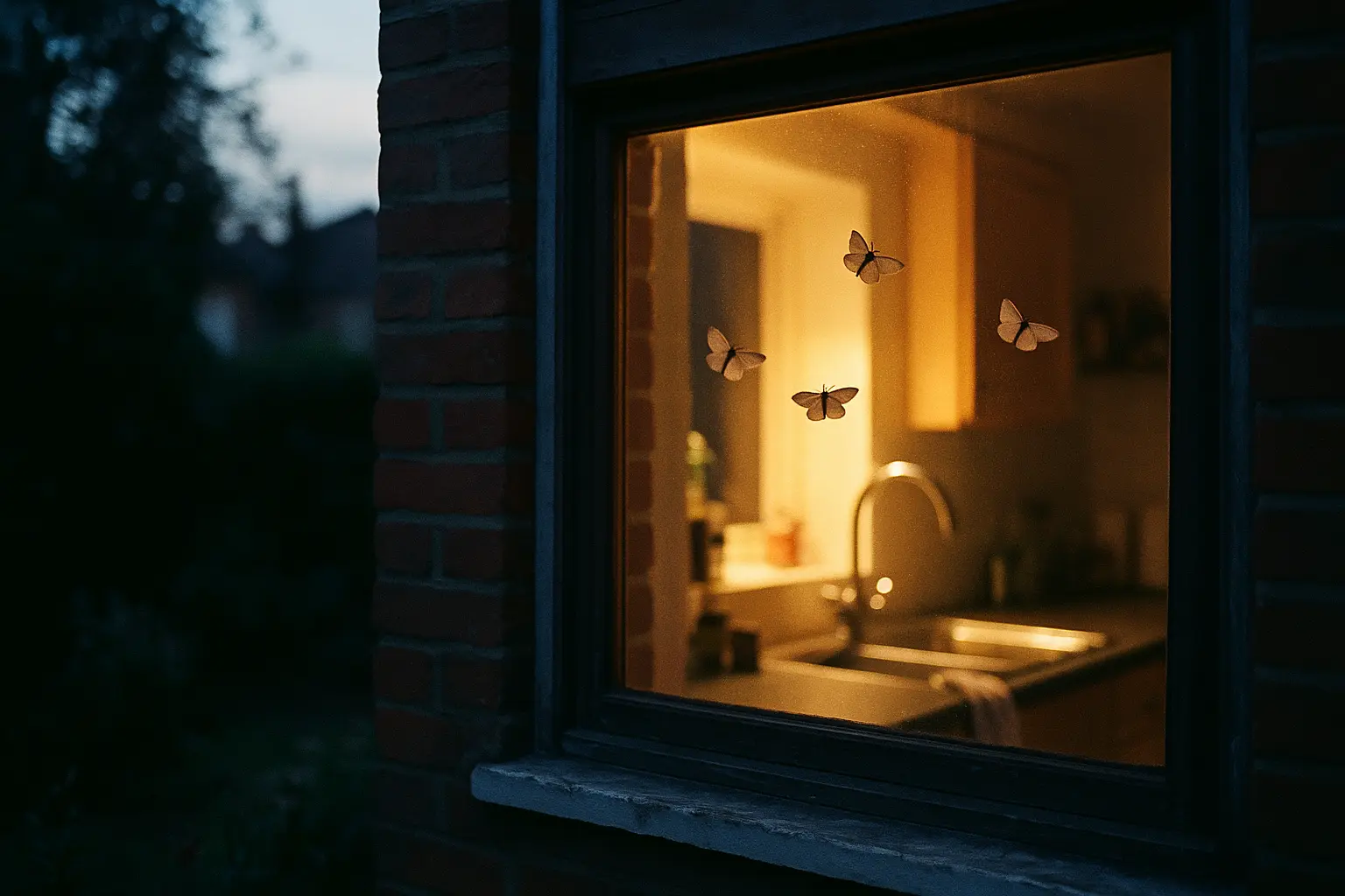 The moths at the window on a summer night