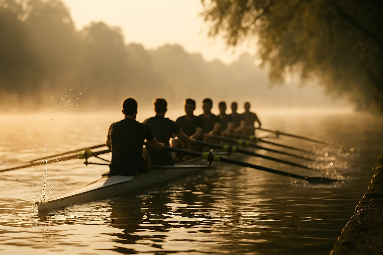 The rhythm of oars along the Thames