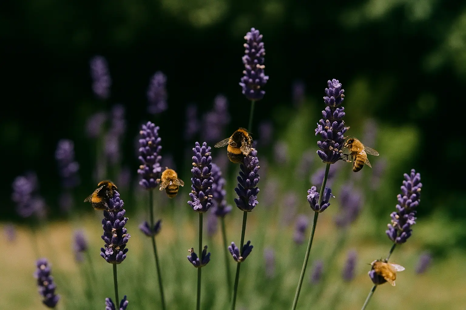 The hum of a still summer garden
